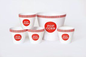 Wabash Valley Farms Popcorn Bucket Set, Large, Carnival Red Stripe