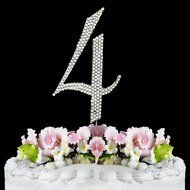 Rhinestone Cake Topper Number 4 by other