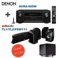 Denon AVR-S900W 7.2 Channel Full 4K Ultra HD A/V Receiver with Bluetooth and Wi-Fi + 4 Polk Audio TL 1 Satellite...