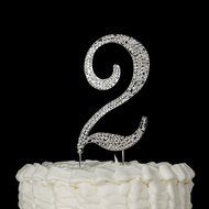 Number 7 Cake Topper, Birthday or Anniversary Party Decoration, Rhinestone Metal Top (7) N18