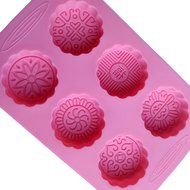 Yunko 6 Cavity Mooncake Silicone Chocolate Muffin Cupcake Soap Mold Pan Round and Square (Sunflowers) N3