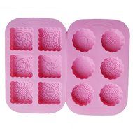 Yunko 6 Cavity Mooncake Silicone Chocolate Muffin Cupcake Soap Mold Pan Round and Square (Sunflowers) N4