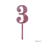 Andaz Press 5th Birthday and Anniversary Acrylic Cake Toppers, Pink Glitter, Number 5, 1-Pack N90