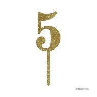 Andaz Press 5th Birthday and Anniversary Acrylic Cake Toppers, Pink Glitter, Number 5, 1-Pack N106