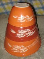 SET OF 3 - Vintage 1980's Pyrex " Autumn Harvest Wheat " Mixing Nesting Batter Bowl Set - 1 1/2 Pint, 1 1/2 Quart...
