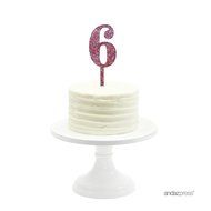 Andaz Press 5th Birthday and Anniversary Acrylic Cake Toppers, Pink Glitter, Number 5, 1-Pack N122