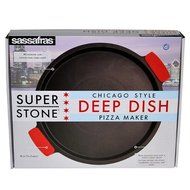 SuperStone / 13" Deep-Dish Non-Stick Pizza Stone with Easy-Grip Silicone Handles N3