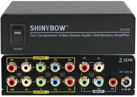 Shinybow 1x2 1:2 Component Video + Stereo R/L Audio Splitter Distribution Amplifier SB-3729 N2