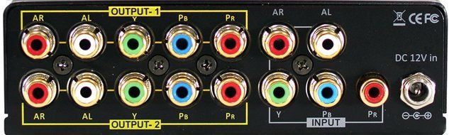 Shinybow 1x2 1:2 Component Video + Stereo R/L Audio Splitter Distribution Amplifier SB-3729 N3