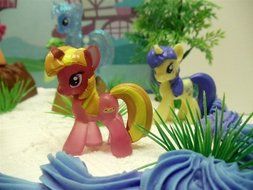My Little Pony Birthday Cake Topper Featuring 10 Random My Little Pony Characters, Trees, Boulders, Backdrop and... N3