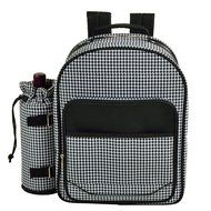 Picnic at Ascot - Deluxe Equipped 4 Person Picnic Backpack with Cooler &amp; Insulated Wine Holder - Trellis Blue N8