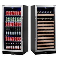 KingsBottle 2-Zone Wine and Beverage Combo Refrigerator, Holds 300 Cans and 98 Bottles, Stainless Steel with Glass... N6