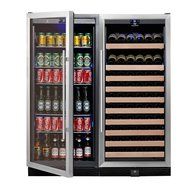 KingsBottle 2-Zone Wine and Beverage Combo Refrigerator, Holds 300 Cans and 98 Bottles, Stainless Steel with Glass... N7