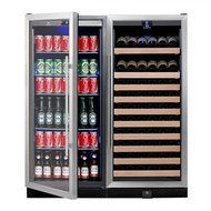 KingsBottle 2-Zone Wine and Beverage Combo Refrigerator, Holds 300 Cans and 98 Bottles, Stainless Steel with Glass... N9
