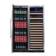 KingsBottle 2-Zone Wine and Beverage Combo Refrigerator, Holds 300 Cans and 98 Bottles, Stainless Steel with Glass... N10