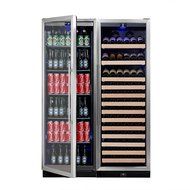 KingsBottle 2-Zone Wine and Beverage Combo Refrigerator, Holds 300 Cans and 98 Bottles, Stainless Steel with Glass... N11