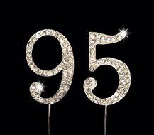 95th Birthday Number Cake Topper with Sparkling Rhinestone Crystals - 1.75