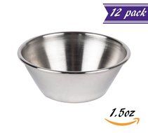 Set of 144 Stainless Steel Portion Cups 1.5 oz, Individual Condiment Round Sauce Cups - 1 1/2 ounces N9