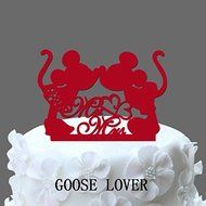 GOOSE LOVER(TM) 2 Mice Silhouette Cake Topper, Mr And Mrs Wedding Cake Topper With Heart Decor, Cartoon Wedding... N2