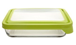 Anchor Hocking TrueSeal Rectangle Food Storage Container 6-Cup, Green Lid N6