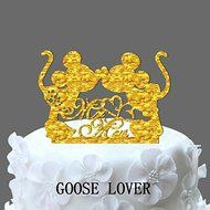GOOSE LOVER(TM) 2 Mice Silhouette Cake Topper, Mr And Mrs Wedding Cake Topper With Heart Decor, Cartoon Wedding... N3
