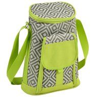 Picnic at Ascot Stylish 2 Bottle Insulated Wine Tote Bag with Cheese Board, Knife and Corkscrew - Trellis Blue N5