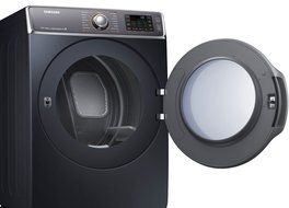 Bundle: Samsung 5.6 cf Steam Front Load Washer &amp; 9.5 cf Steam Electric Dryer Stacked includes Stack Kit Onyx WF56H9100AG... N5