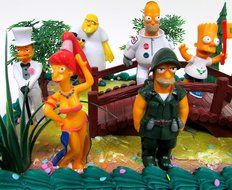 SIMPSONS 14 Piece Birthday CAKE Topper Set Featuring Simpsons Figures and Decorative Themed Accessories - Figures... N5