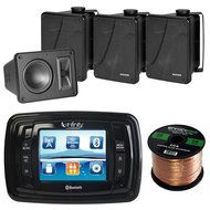 Infinity PRV350 Marine 3.5" LCD Bluetooth Stereo Receiver Bundle Combo With 4x Kicker 11KB6000B 6.5" Inch Black...