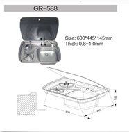 RV, Caravan, Camper, Boating 2 Burner LPG Gas Stove and Sink Combo With Glass Lid GR-588 N4