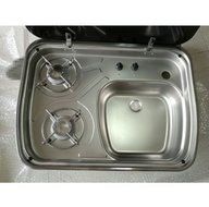 RV, Caravan, Camper, Boating 2 Burner LPG Gas Stove and Sink Combo With Glass Lid GR-588 N5