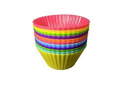 Set of 12 Silicone Colors Baking Cups, Silicone cupcake molds, Reusable muffin liners