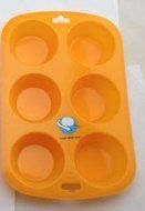 SHOP-AND-SHIP 6 Cup Silicone Muffin &amp; Cupcake Baking Pans, Non-Stick, Oven / Microwave/ Dishwasher Safe , Heat...