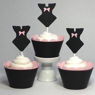 Piece of Cake Parties Wedding and Bridal Shower Cupcake Toppers, What&#039;s Under the Dress, Set of 12