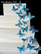 24 LIGHT TEAL TURQUOISE BLUE Assorted Decorative Wafer Paper Butterflies&copy; Set 1.75&quot; Size Cake Decorations Cupcake... N3