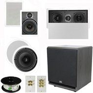 Theater Solutions 5.1 Home Theater 8" and 6.5" Speaker Set with Center, 12" Powered Sub and More TS6W8CL51SET7
