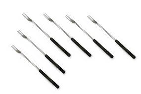 Swissmar Set of 6 Cheese Fondue Forks, Dark Wood Handles N3