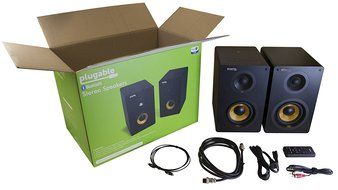 Plugable 4" Subwoofer Bluetooth 2-Channel Powered Bookshelf Studio Monitor Speakers - Optical &amp; RCA Aux Inputs... N4