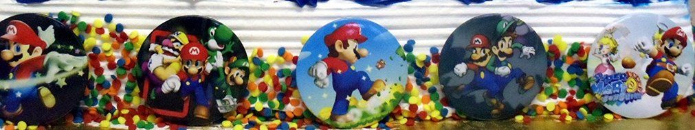 Mario Brothers 23 Piece Birthday Cake Topper Set Featuring Mario Castle, Bomb, Mario Coins, 6 Mario Figures Including... N5
