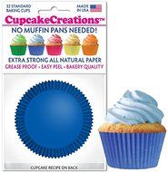 Cupcake Creations 2" Baking Cups Blue 32 Pk No Muffin Pan Needed Bakery Quality N2