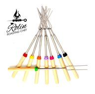 Premium Marshmallow Roasting Sticks set 8 Smores Skewers &amp; 20 Bamboo Sticks &amp; Patio fire Pit &amp; Basting Brush &amp;... N3