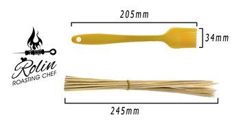 Premium Marshmallow Roasting Sticks set 8 Smores Skewers &amp; 20 Bamboo Sticks &amp; Patio fire Pit &amp; Basting Brush &amp;... N4