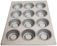 Magna Industries 15510 18-Gauge Aluminized Steel Mary Ann ShortCake Muffin Pan, 3-3/8" Diameter, 3 x 4 Cups Layout...