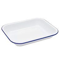 Enamelware Small Roasting Pan - Red Marble N5