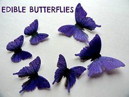 24 Edible Butterflies Purple Butterfly Pre-cut 3 Different Sizes Decorative Wafer Paper Butterflies &copy;