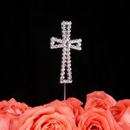 LOVENJOY Gift Box Pack Cross Rhinestone Crystal Cake Decoration Topper for Wedding Religious Baptism Christening... N6