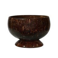 Set bowl made of coconut shell Wisdom spoon and chopsticks made of palm 4.5'' - 5'' wood. (Dark brown) N2