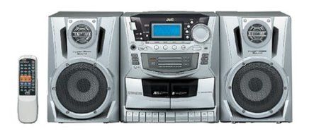JVC PC-XC370 10-Watt Shelf System with 3-Disc CD Player, AM/FM Tuner, and Dual Cassette Deck (Silver) (Discontinued...