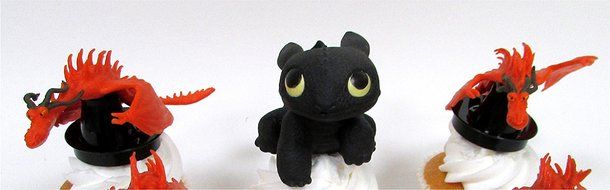 HOW TO TRAIN YOUR DRAGON 6 Piece CUPCAKE Topper Set Featuring 6 How to Train Your Dragon Figures, Figures Average... N5