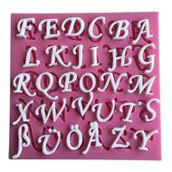 FLY 26 English Letters Fondant Silicone Cake Mold Cooking Tools,Pink N3